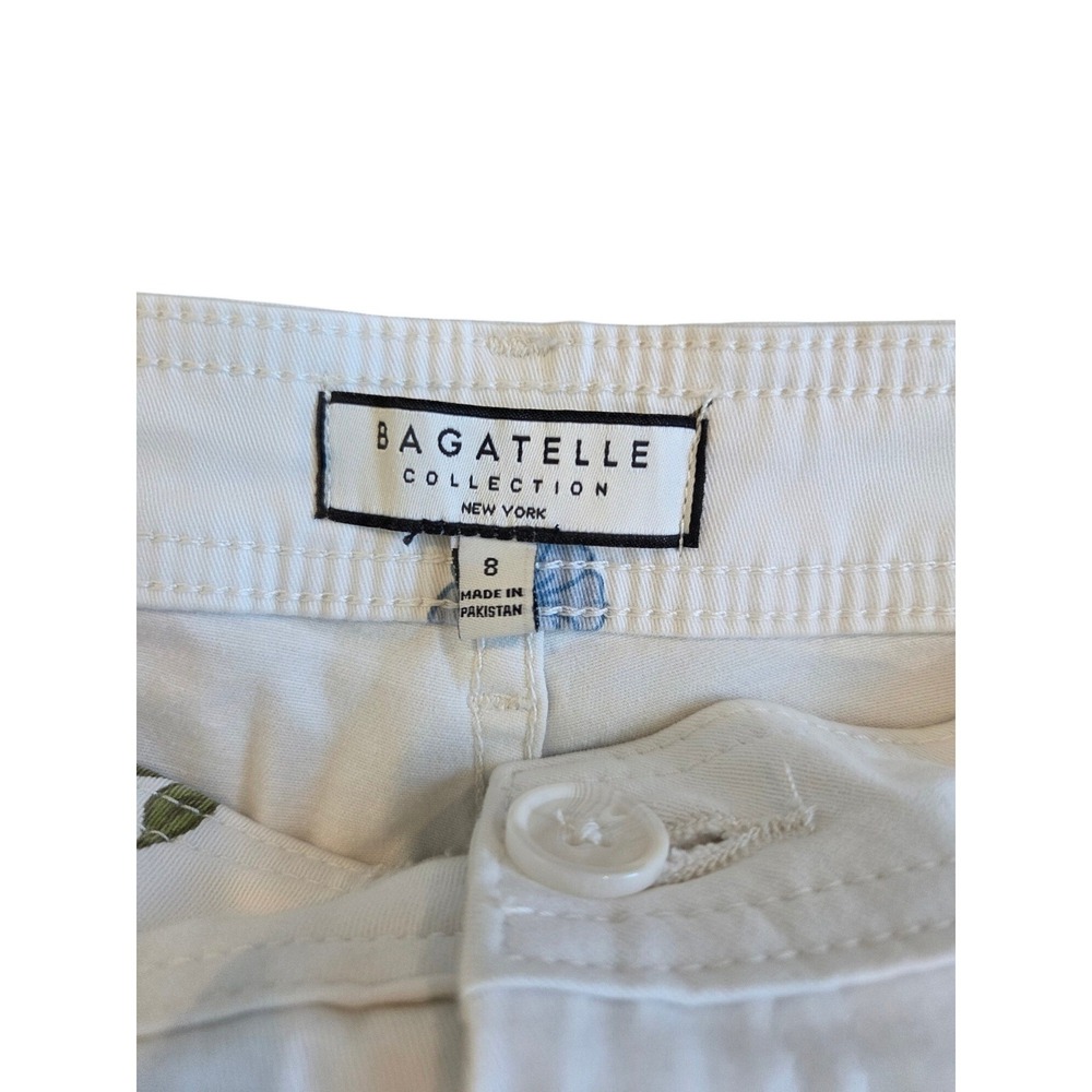 Bagatelle Collection White Floral Embroidered Wide Leg Cropped Pants Womens 8 - Picture 4 of 4